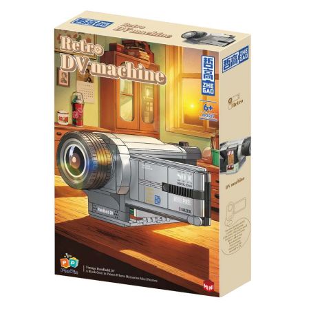 ZHEGAO 662505 Xếp hình lắp ráp ghép mô hình Máy nghe nhạc DV cổ điển