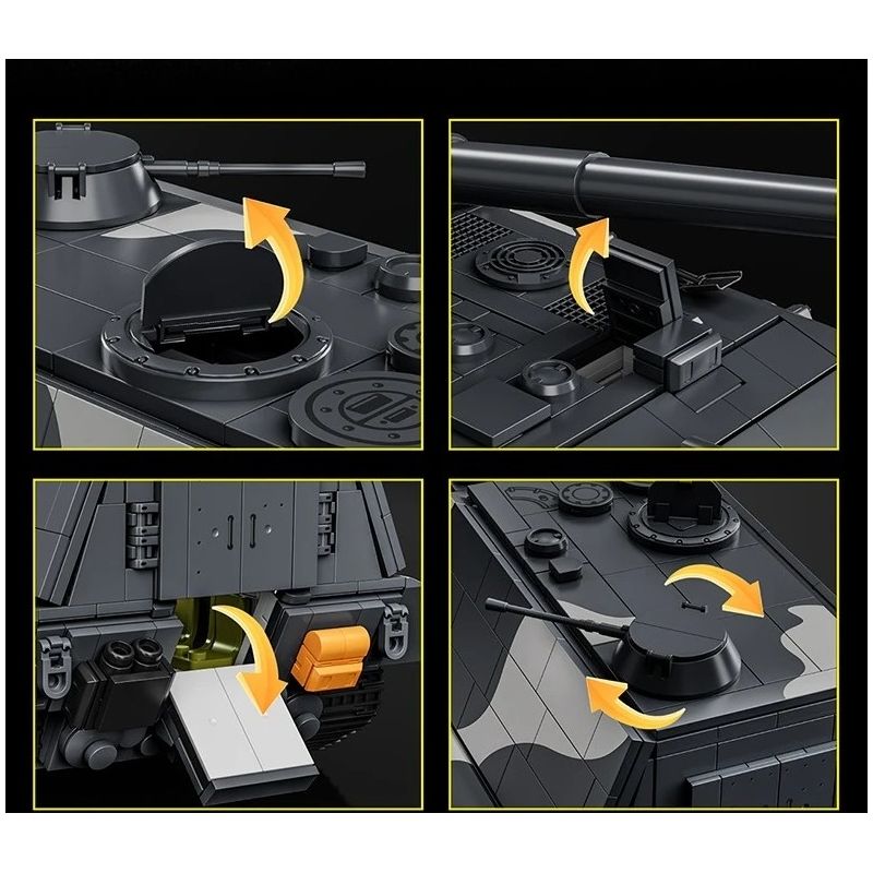 12GO 97018 Jagopanzer E-100 Xếp hình lắp ráp ghép mô hình Pháo chống tăng E-100 1:28