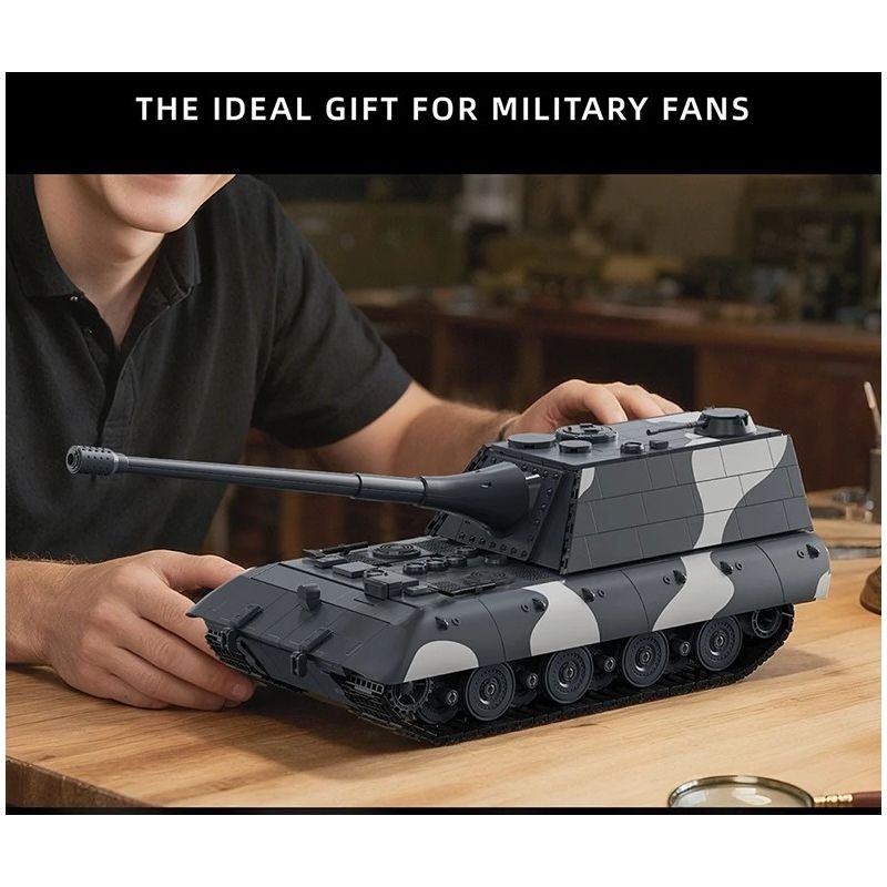 12GO 97018 Jagopanzer E-100 Xếp hình lắp ráp ghép mô hình Pháo chống tăng E-100 1:28