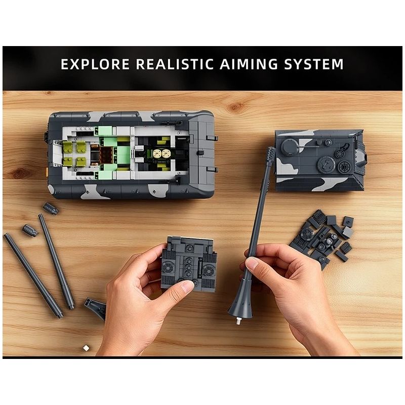 12GO 97018 Jagopanzer E-100 Xếp hình lắp ráp ghép mô hình Pháo chống tăng E-100 1:28