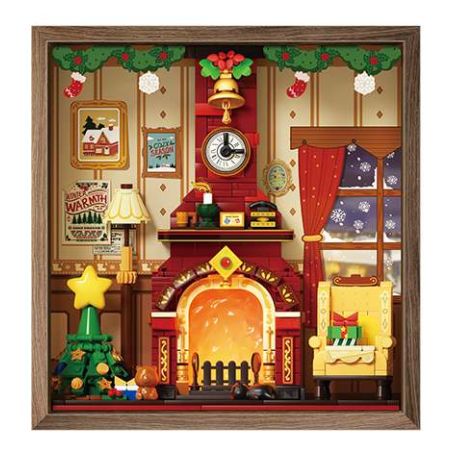 Wekki 516165 Xếp hình lắp ráp ghép mô hình Độc quyền Giáng sinh: Lò sưởi mùa đông ấm áp
