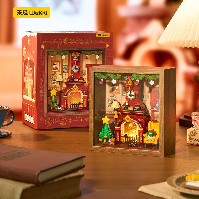 Wekki 516165 Xếp hình lắp ráp ghép mô hình Độc quyền Giáng sinh: Lò sưởi mùa đông ấm áp