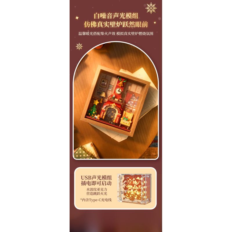 Wekki 516165 Xếp hình lắp ráp ghép mô hình Độc quyền Giáng sinh: Lò sưởi mùa đông ấm áp