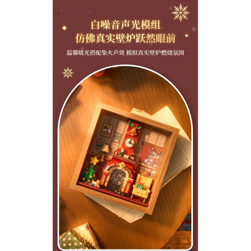 Wekki 516165 Xếp hình lắp ráp ghép mô hình Độc quyền Giáng sinh: Lò sưởi mùa đông ấm áp