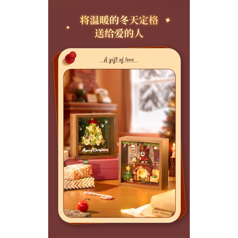 Wekki 516165 Xếp hình lắp ráp ghép mô hình Độc quyền Giáng sinh: Lò sưởi mùa đông ấm áp