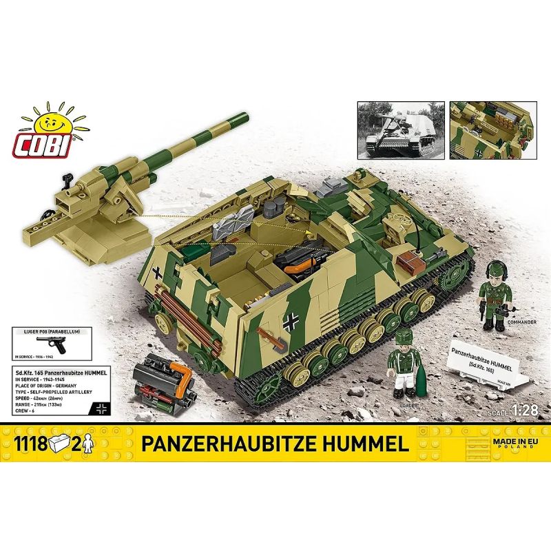 COBI 2663 Panzerhaubitze Hummel Xếp hình lắp ráp ghép mô hình Pháo bọc thép Panzer Haubitze của quân đội Đức