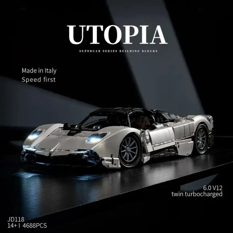 small angle JD118 Pagani Utopia Car Xếp hình lắp ráp ghép mô hình Xe thể thao Pagani Utopia 1:8