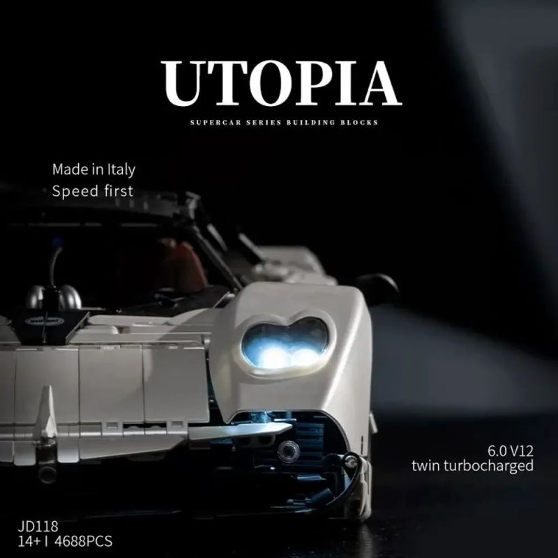 small angle JD118 Pagani Utopia Car Xếp hình lắp ráp ghép mô hình Xe thể thao Pagani Utopia 1:8