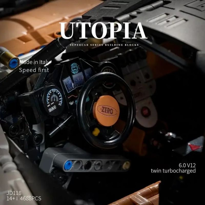 small angle JD118 Pagani Utopia Car Xếp hình lắp ráp ghép mô hình Xe thể thao Pagani Utopia 1:8