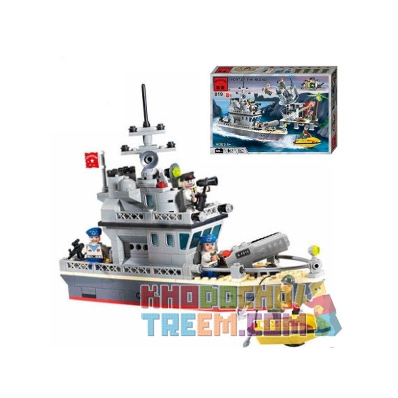 Enlighten 819 Qman 819 non  TẤN CÔNG CĂN CỨ TRÊN ĐẢO bộ đồ chơi xếp lắp ráp ghép mô hình Military Army COMBATZONES FORT OF THE ISLAND Quân Sự Bộ Đội 505 khối