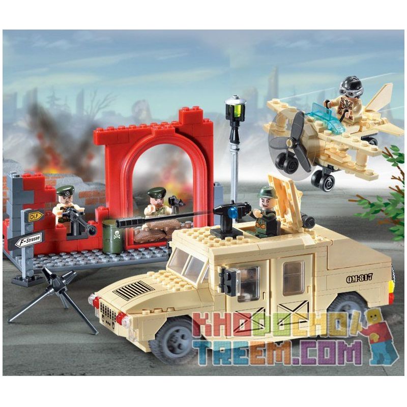 Enlighten 817 Qman 817 non  XE HUMMER BỌC THÉP bộ đồ chơi xếp lắp ráp ghép mô hình Military Army COMBATZONES HUMMERS Quân Sự Bộ Đội 323 khối