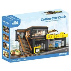 small angle JD113 Coffee Car Club Xếp hình lắp ráp ghép mô hình Quán cà phê sửa chữa ô tô