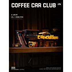 small angle JD113 Coffee Car Club Xếp hình lắp ráp ghép mô hình Quán cà phê sửa chữa ô tô