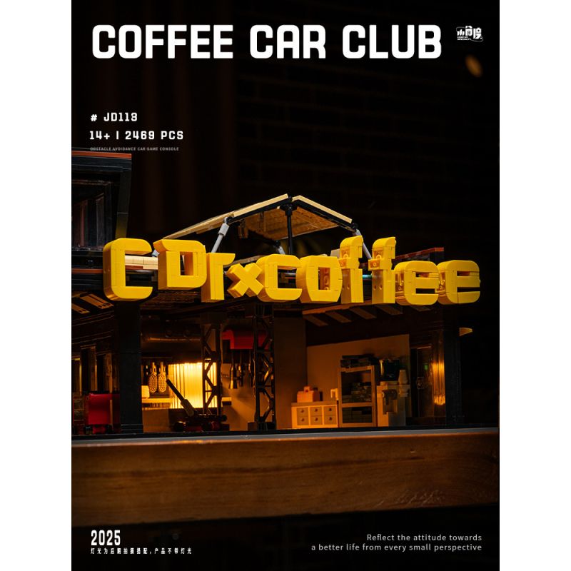 small angle JD113 Coffee Car Club Xếp hình lắp ráp ghép mô hình Quán cà phê sửa chữa ô tô