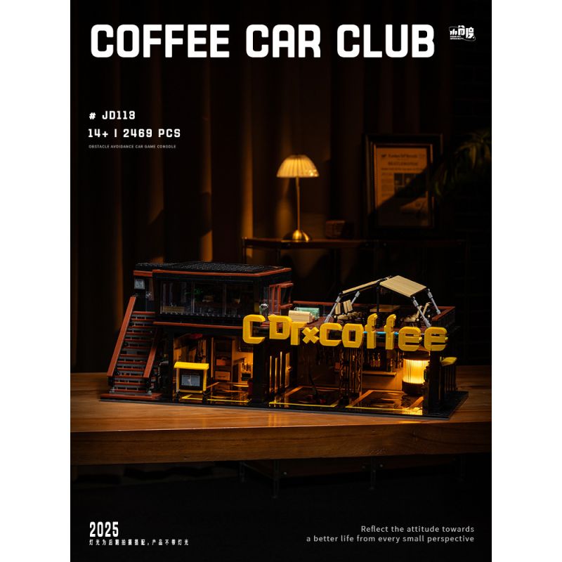 small angle JD113 Coffee Car Club Xếp hình lắp ráp ghép mô hình Quán cà phê sửa chữa ô tô
