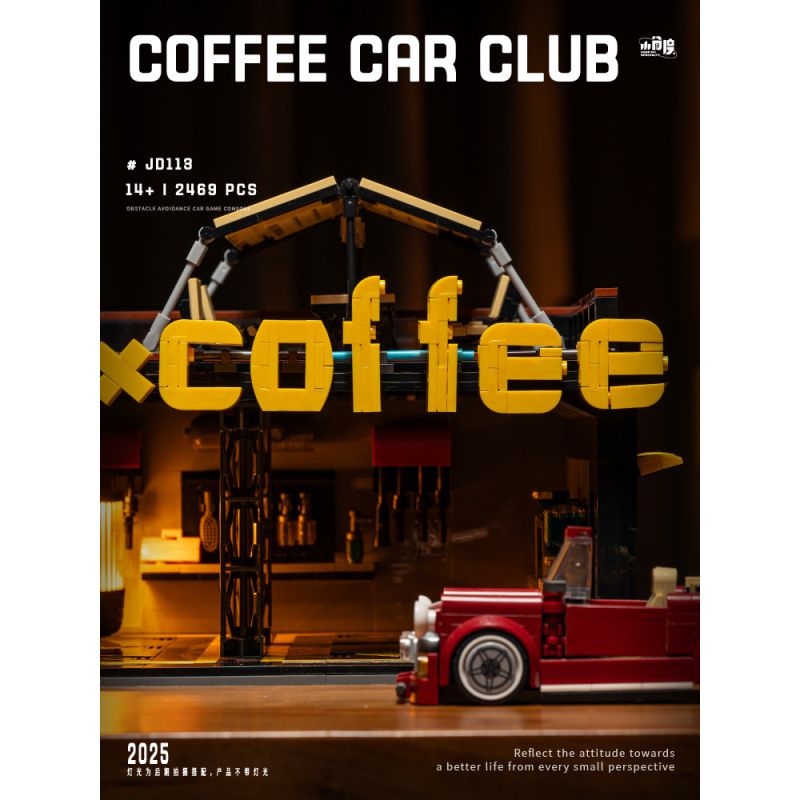 small angle JD113 Coffee Car Club Xếp hình lắp ráp ghép mô hình Quán cà phê sửa chữa ô tô