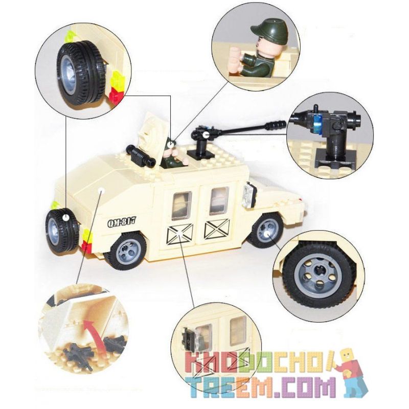 Enlighten 817 Qman 817 non  XE HUMMER BỌC THÉP bộ đồ chơi xếp lắp ráp ghép mô hình Military Army COMBATZONES HUMMERS Quân Sự Bộ Đội 323 khối