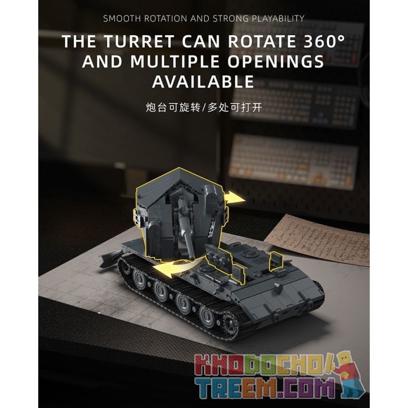 12GO 97017 BÁNH QUẾ E-100 1:28 tỷ lệ 1:28 bộ đồ chơi xếp lắp ráp ghép mô hình Military Army E-100 WT Quân Sự Bộ Đội 2036 khối