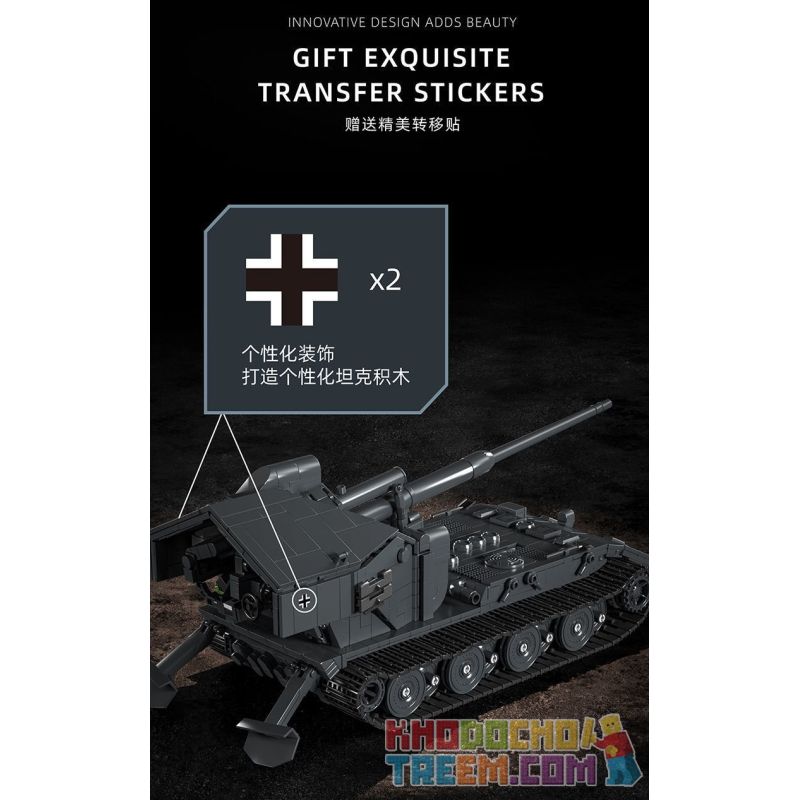 12GO 97017 BÁNH QUẾ E-100 1:28 tỷ lệ 1:28 bộ đồ chơi xếp lắp ráp ghép mô hình Military Army E-100 WT Quân Sự Bộ Đội 2036 khối