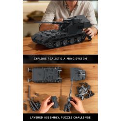 12GO 97017 PHÁO CHỐNG TĂNG E-100WT 1:28 tỷ lệ 1:28 bộ đồ chơi xếp lắp ráp ghép mô hình Military Army Quân Sự Bộ Đội 2036 khối