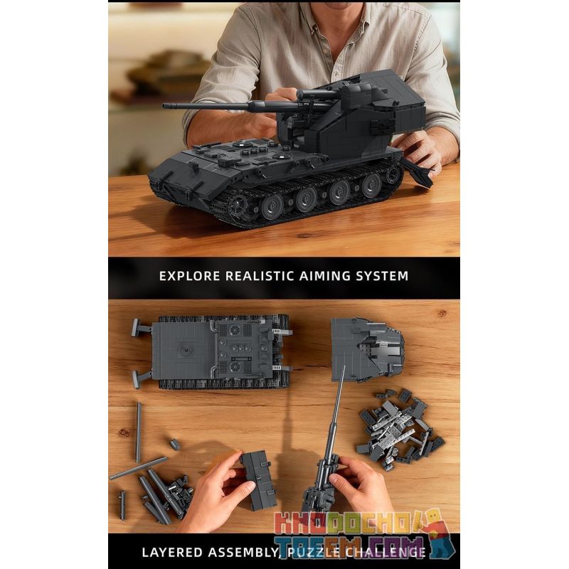 12GO 97017 BÁNH QUẾ E-100 1:28 tỷ lệ 1:28 bộ đồ chơi xếp lắp ráp ghép mô hình Military Army E-100 WT Quân Sự Bộ Đội 2036 khối