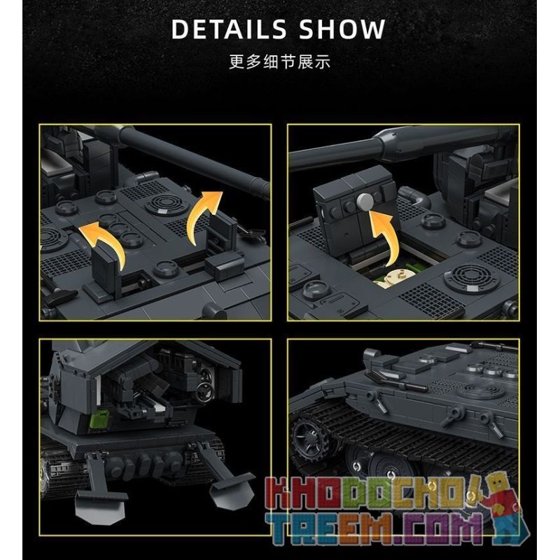 12GO 97017 BÁNH QUẾ E-100 1:28 tỷ lệ 1:28 bộ đồ chơi xếp lắp ráp ghép mô hình Military Army E-100 WT Quân Sự Bộ Đội 2036 khối