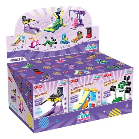 GUDI 40803 Xếp hình lắp ráp ghép mô hình Máy tập thể hình mini 9 loại: máy chạy bộ, máy đo sức mạnh đấm bốc, máy tập elip, máy tập cơ bụng, máy bướm, xe đạp xoay, bộ tập sức mạnh, máy tập duỗi chân, máy chèo thuyền
