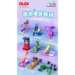 GUDI 40803 Xếp hình lắp ráp ghép mô hình Máy tập thể hình mini 9 loại: máy chạy bộ, máy đo sức mạnh đấm bốc, máy tập elip, máy tập cơ bụng, máy bướm, xe đạp xoay, bộ tập sức mạnh, máy tập duỗi chân, máy chèo thuyền