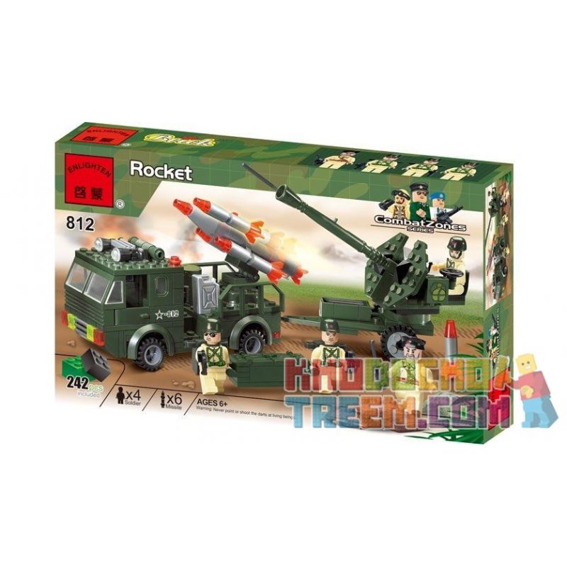 Enlighten 812 Qman 812 non  XE TẢI PHÓNG ROCKET KÉO PHÁO bộ đồ chơi xếp lắp ráp ghép mô hình Military Army COMBATZONES ROCKET Quân Sự Bộ Đội 242 khối