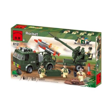 Enlighten 812 Qman 812 non  XE TẢI PHÓNG ROCKET KÉO PHÁO bộ đồ chơi xếp lắp ráp ghép mô hình Military Army COMBATZONES ROCKET Quân Sự Bộ Đội 242 khối