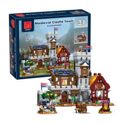 XMORK 20207 Medieval Castle Town Xếp hình lắp ráp ghép mô hình Chế độ xem phố 3 trong 1 của Thị trấn Lâu đài thời Trung cổ