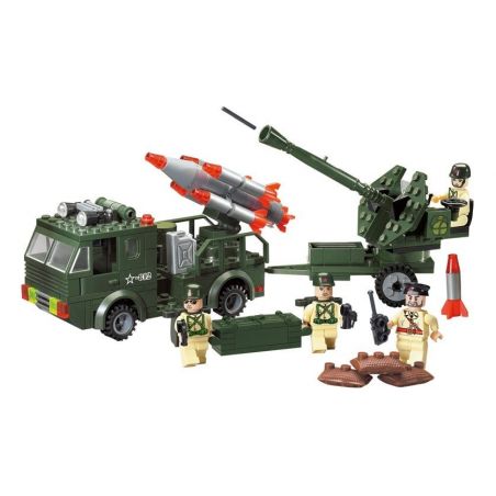 Enlighten 812 Qman 812 non  XE TẢI PHÓNG ROCKET KÉO PHÁO bộ đồ chơi xếp lắp ráp ghép mô hình Military Army COMBATZONES ROCKET Quân Sự Bộ Đội 242 khối