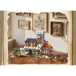 XMORK 20207 Medieval Castle Town Xếp hình lắp ráp ghép mô hình Chế độ xem phố 3 trong 1 của Thị trấn Lâu đài thời Trung cổ