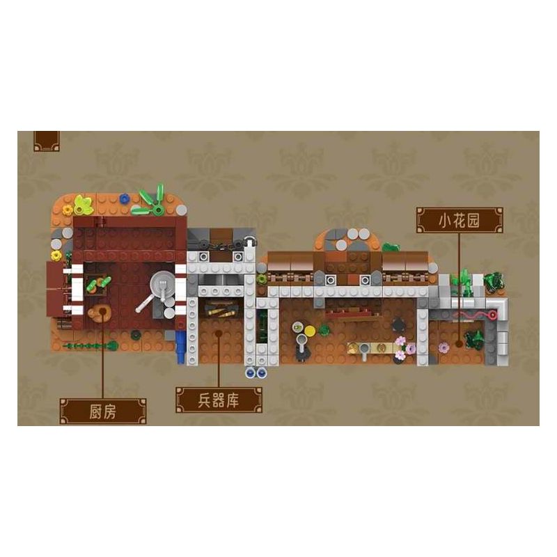 XMORK 20207 Medieval Castle Town Xếp hình lắp ráp ghép mô hình Chế độ xem phố 3 trong 1 của Thị trấn Lâu đài thời Trung cổ