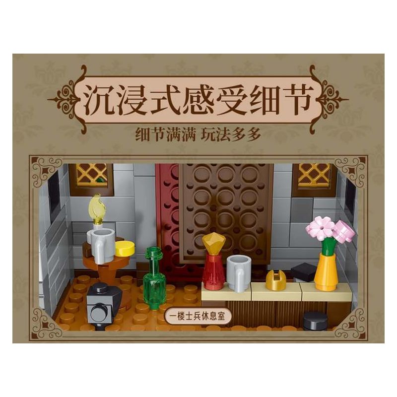 XMORK 20207 Medieval Castle Town Xếp hình lắp ráp ghép mô hình Chế độ xem phố 3 trong 1 của Thị trấn Lâu đài thời Trung cổ