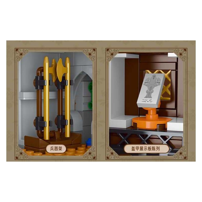 XMORK 20207 Medieval Castle Town Xếp hình lắp ráp ghép mô hình Chế độ xem phố 3 trong 1 của Thị trấn Lâu đài thời Trung cổ