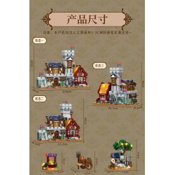 XMORK 20207 Medieval Castle Town Xếp hình lắp ráp ghép mô hình Chế độ xem phố 3 trong 1 của Thị trấn Lâu đài thời Trung cổ