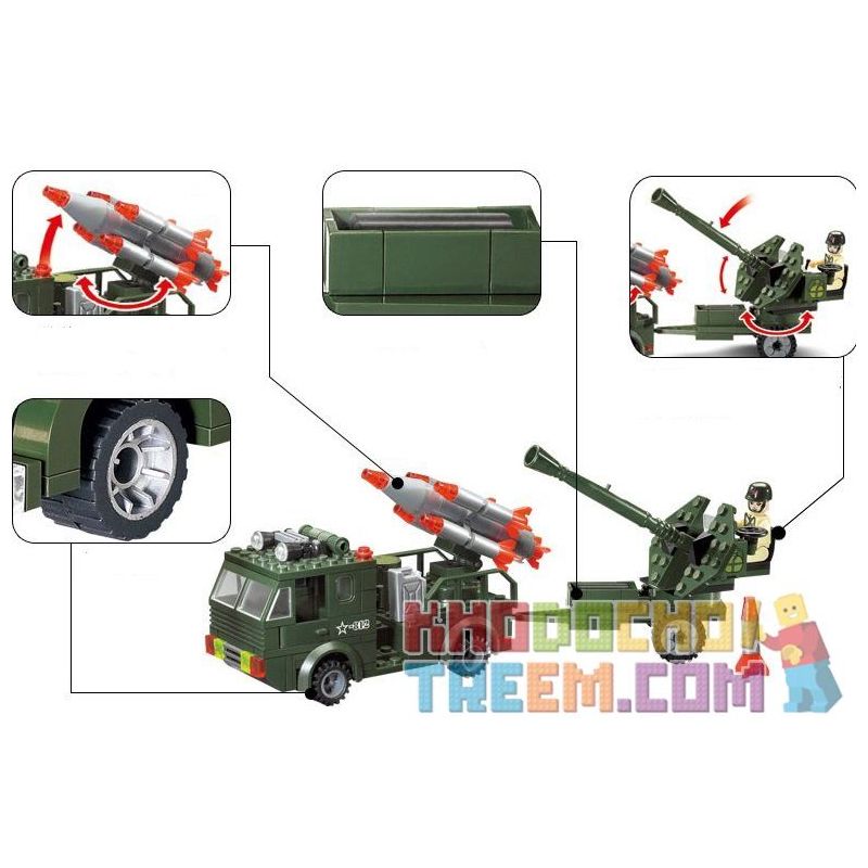 Enlighten 812 Qman 812 non  XE TẢI PHÓNG ROCKET KÉO PHÁO bộ đồ chơi xếp lắp ráp ghép mô hình Military Army COMBATZONES ROCKET Quân Sự Bộ Đội 242 khối