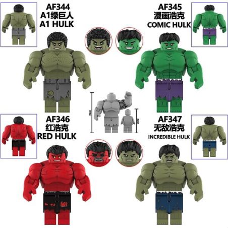 unknown AF344 unknown AF345 unknown AF346 unknown AF347 Hulk Xếp hình lắp ráp ghép mô hình Hulk 4 loại nhân vật nhỏ