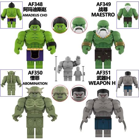 unknown AF348 unknown AF349 unknown AF350 unknown AF351 Hulk Xếp hình lắp ráp ghép mô hình Hulk 4 loại nhân vật nhỏ