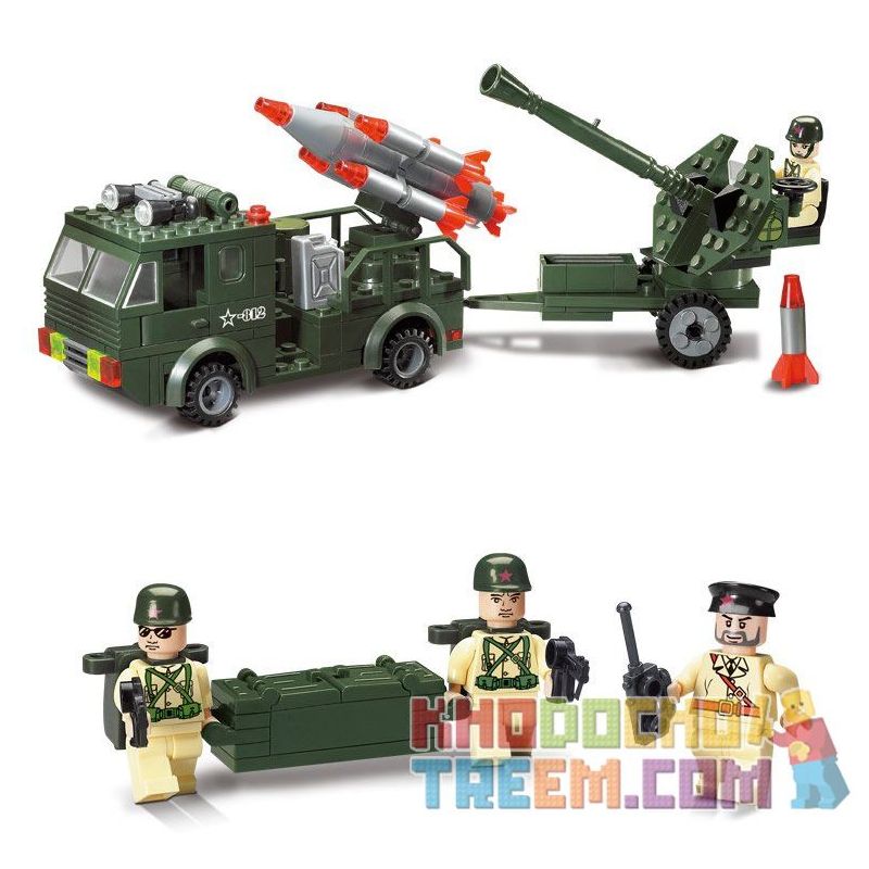 Enlighten 812 Qman 812 non  XE TẢI PHÓNG ROCKET KÉO PHÁO bộ đồ chơi xếp lắp ráp ghép mô hình Military Army COMBATZONES ROCKET Quân Sự Bộ Đội 242 khối
