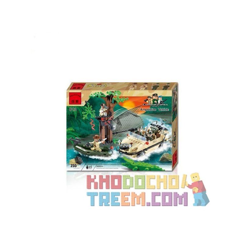Enlighten 813 Qman 813 non  CHIẾN ĐẤU TRÊN ĐẦM LẦY bộ đồ chơi xếp lắp ráp ghép mô hình Military Army COMBATZONES AMPHIBIAN VEHICLE Quân Sự Bộ Đội 272 khối