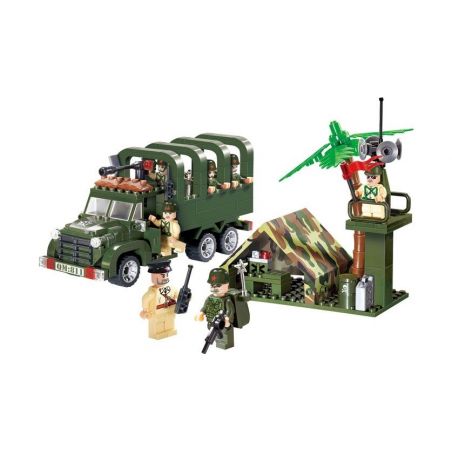 Enlighten 811 Qman 811 non  XE TẢI CHỞ QUÂN LÍNH 3 TRONG 1 bộ đồ chơi xếp lắp ráp ghép mô hình Military Army COMBATZONES CARRY TRUCK Quân Sự Bộ Đội 308 khối