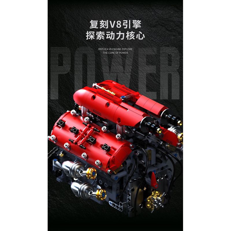 Takuki T5011 V8-Turbine Engine Xếp hình lắp ráp ghép mô hình Động cơ V8