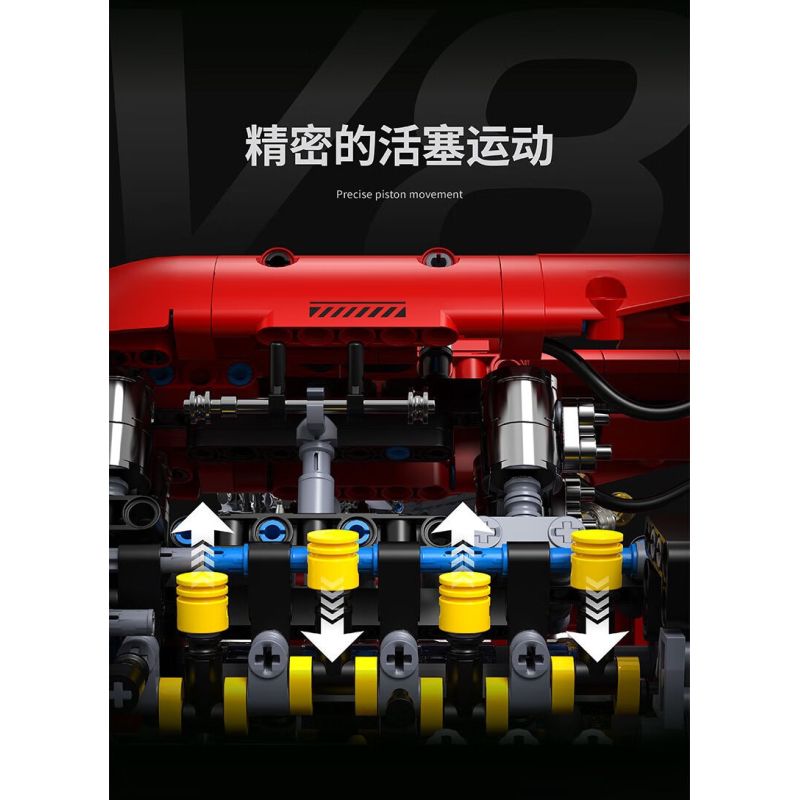 Takuki T5011 V8-Turbine Engine Xếp hình lắp ráp ghép mô hình Động cơ V8