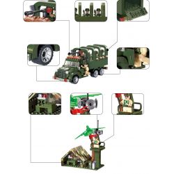 Enlighten 811 Qman 811 non  XE TẢI CHỞ QUÂN LÍNH 3 TRONG 1 bộ đồ chơi xếp lắp ráp ghép mô hình Military Army COMBATZONES CARRY TRUCK Quân Sự Bộ Đội 308 khối