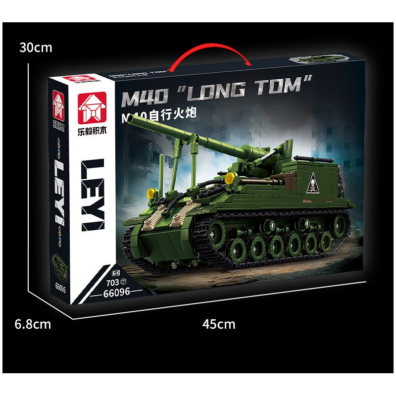 Le Yi 66096 M40 Long Tom Xếp hình lắp ráp ghép mô hình Pháo tự hành M40