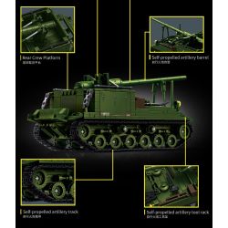 Le Yi 66096 M40 Long Tom Xếp hình lắp ráp ghép mô hình Pháo tự hành M40