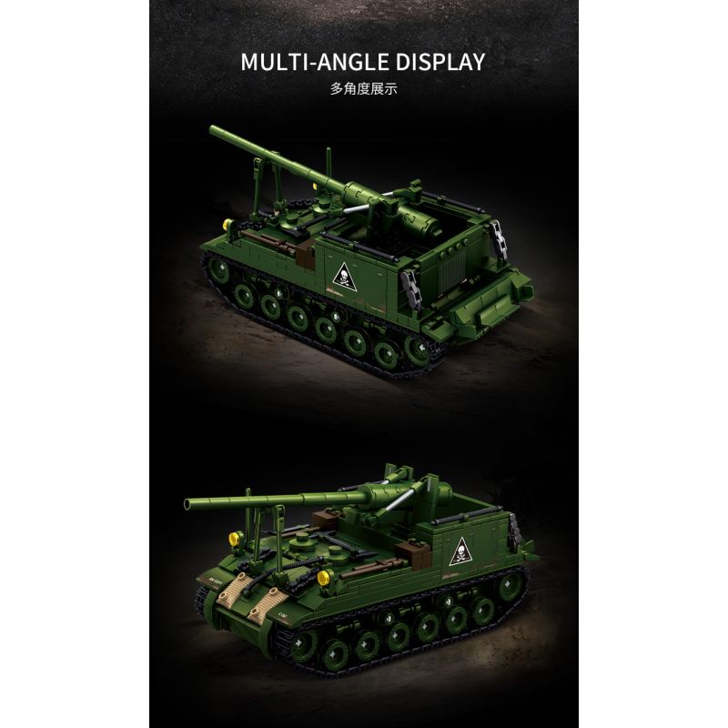 Le Yi 66096 M40 Long Tom Xếp hình lắp ráp ghép mô hình Pháo tự hành M40