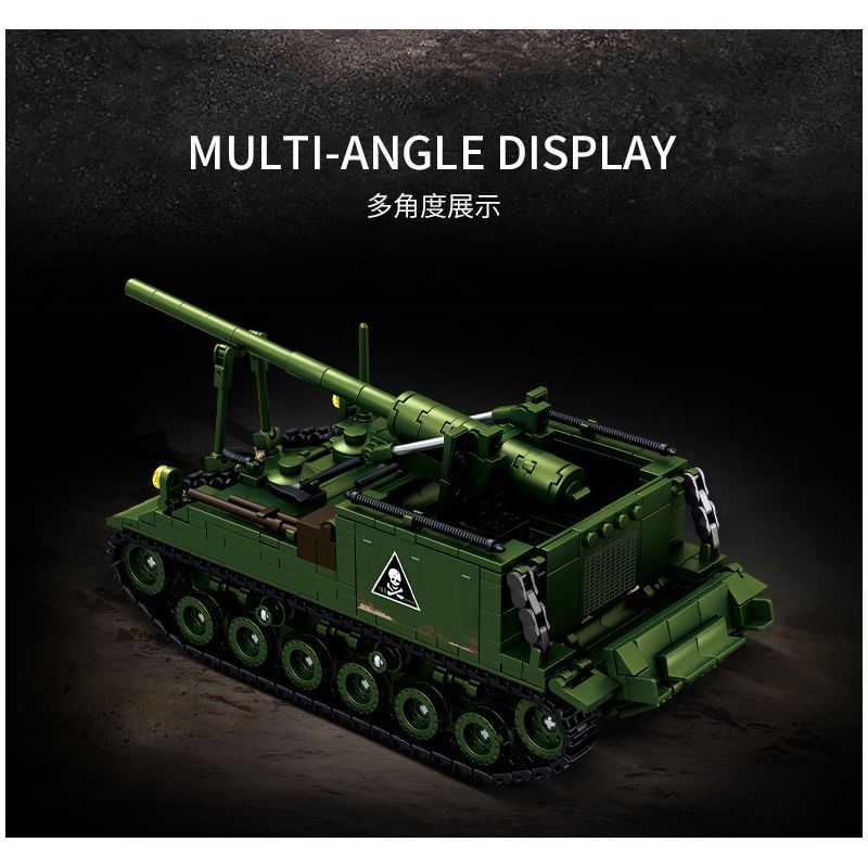 Le Yi 66096 M40 Long Tom Xếp hình lắp ráp ghép mô hình Pháo tự hành M40